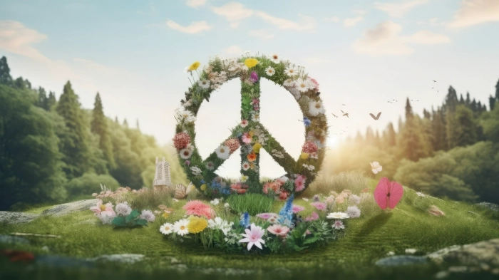 simbolo pace fatto di fiori