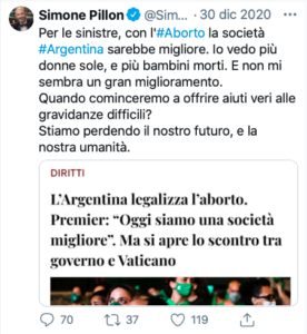 tweet simone pillon aborto argentina