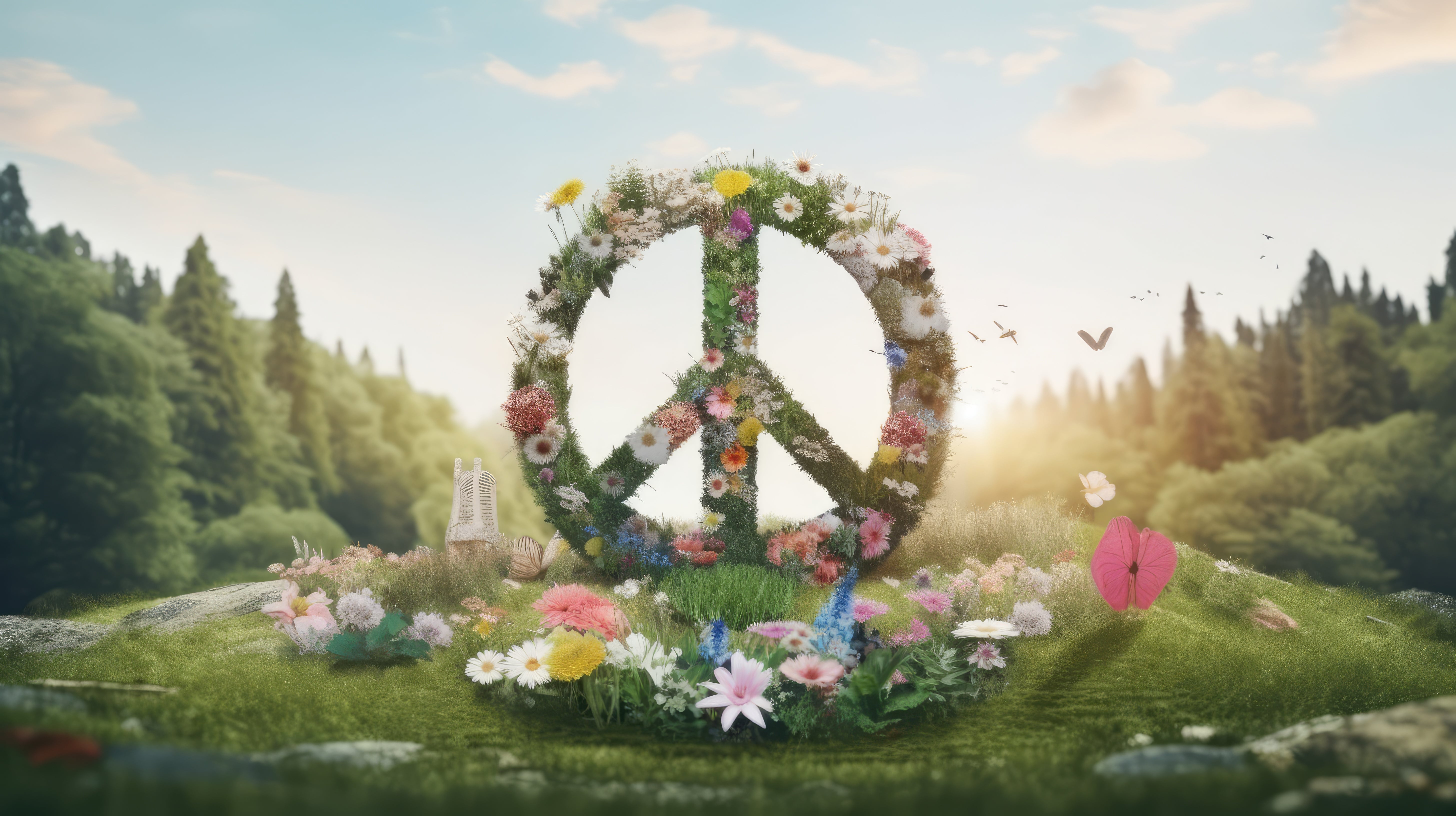 simbolo pace fatto di fiori